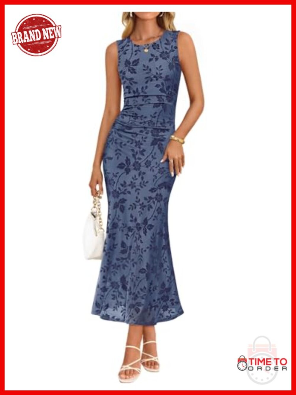 Sleeveless Floral Bodycon Mermaid Maxi Dress Wedding Guest